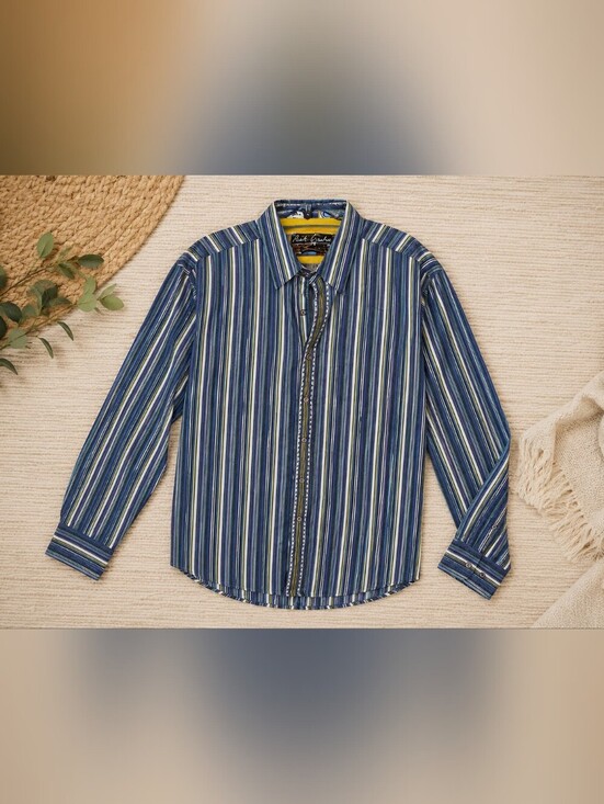 Robert Graham Other - Robert Graham Men's Blue Striped Button-Up Shirt Size LARGE